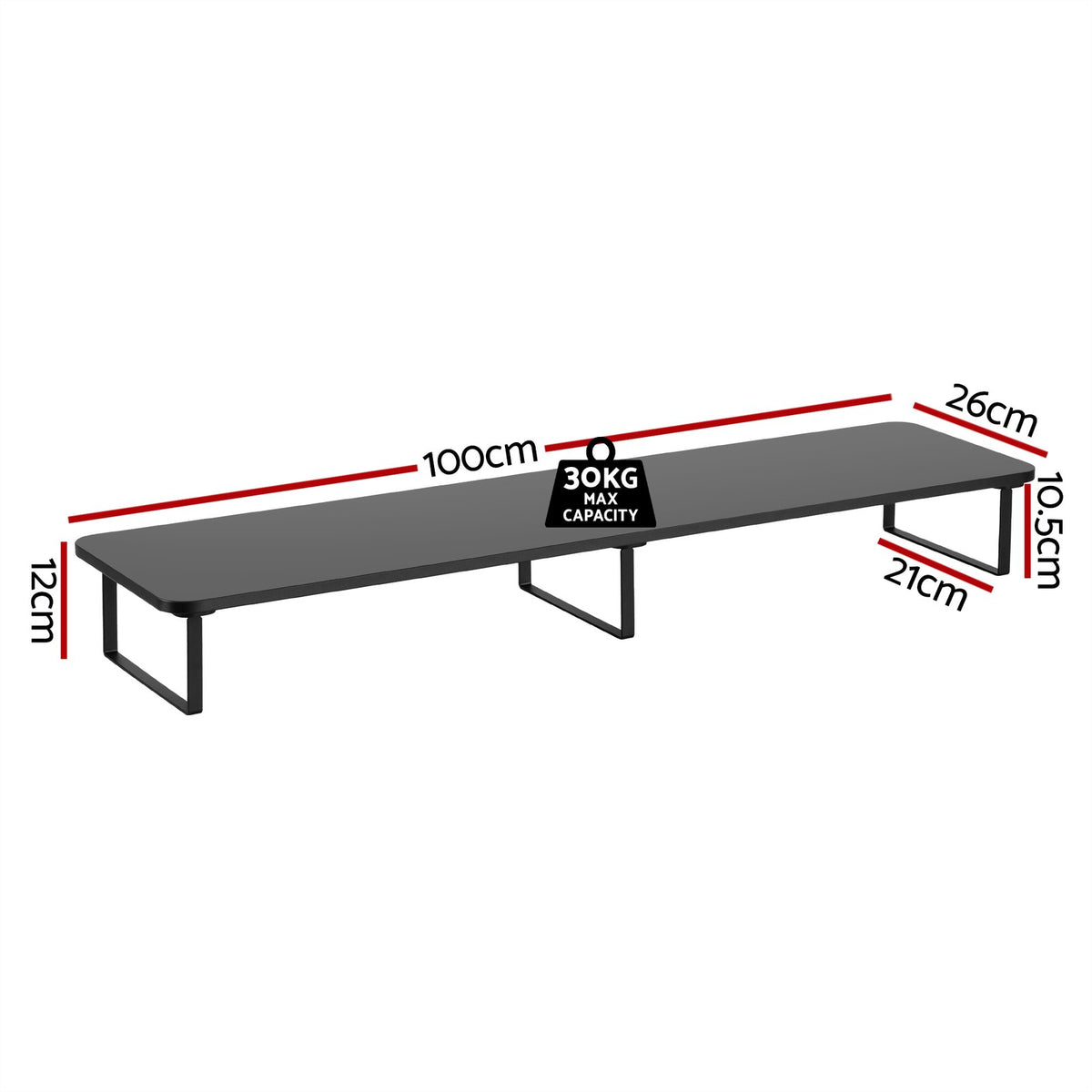 Artiss Dual Monitor Stand 100cm � Black - view 01