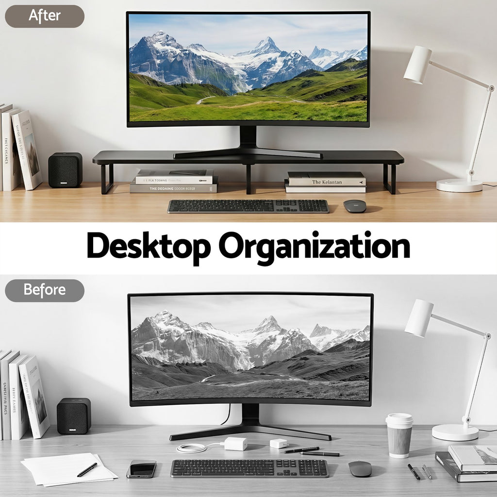 Artiss Dual Monitor Stand 100cm � Black - view 04
